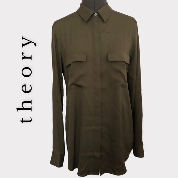 Theory Dolsen Elegance Green Blouse shirt - Picture 2 of 5